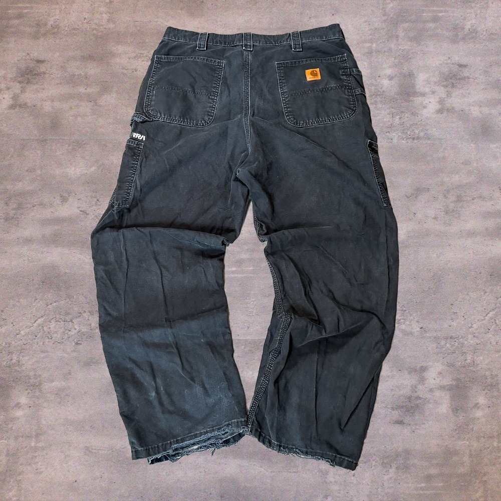 Y2K 00's Carhartt Carpenter Black Baggy Relax Fit Wide Canvas Cotton Pant's
